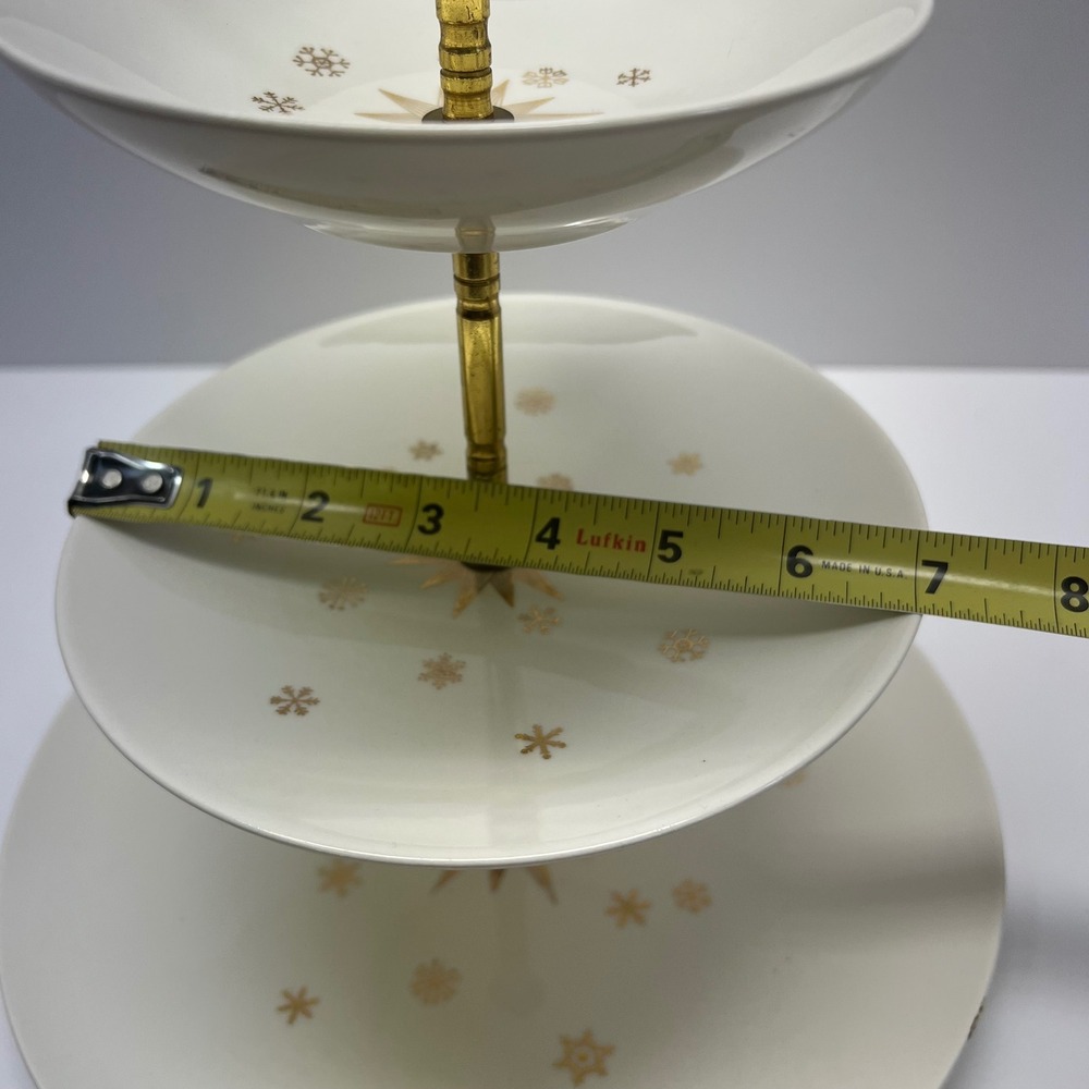Garberton Golden Stardrift 3 Tier Tray Server 22K Gold Atomic Starburst MCM - Picture 4 of 13